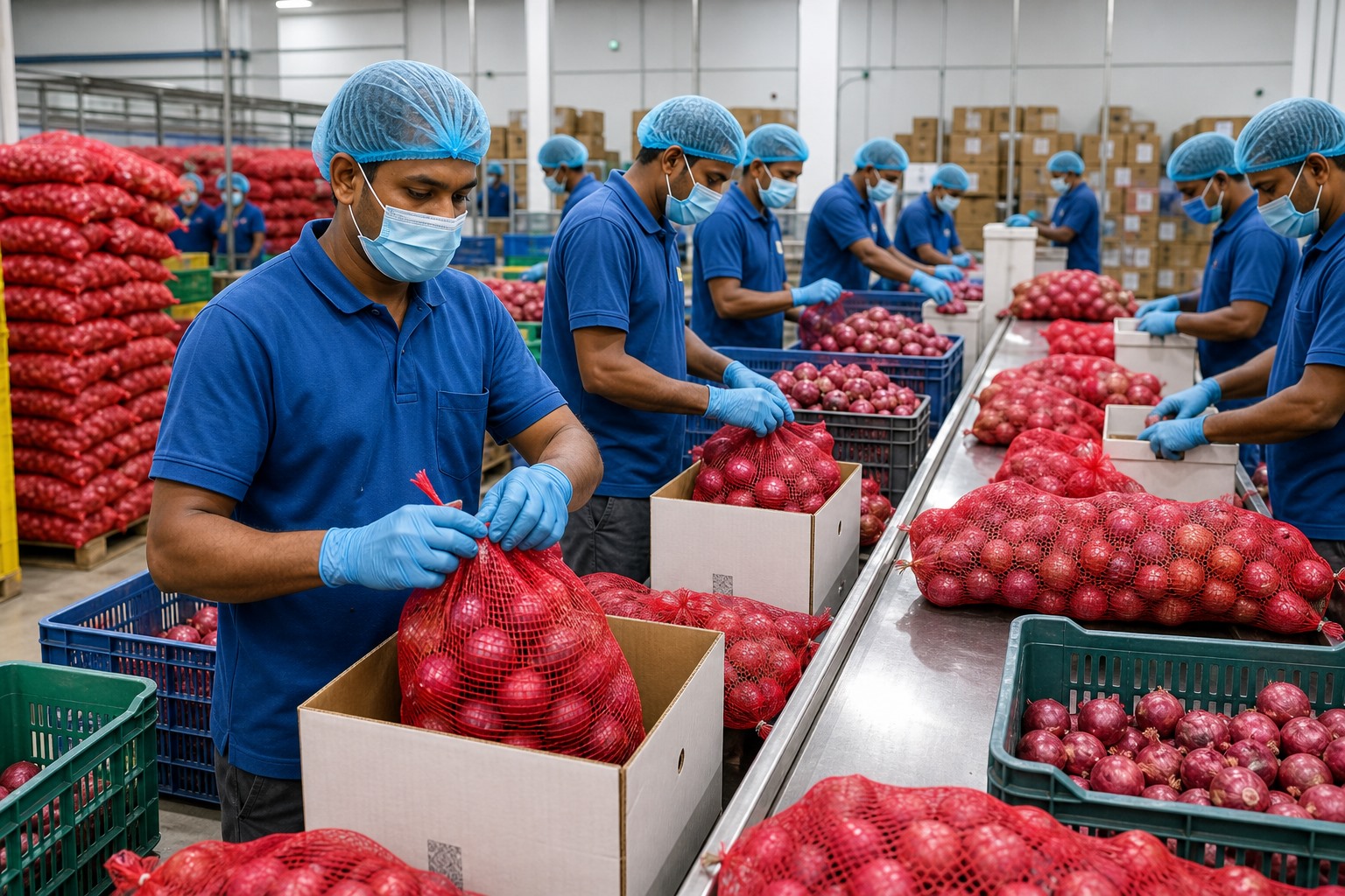 Team packing produce